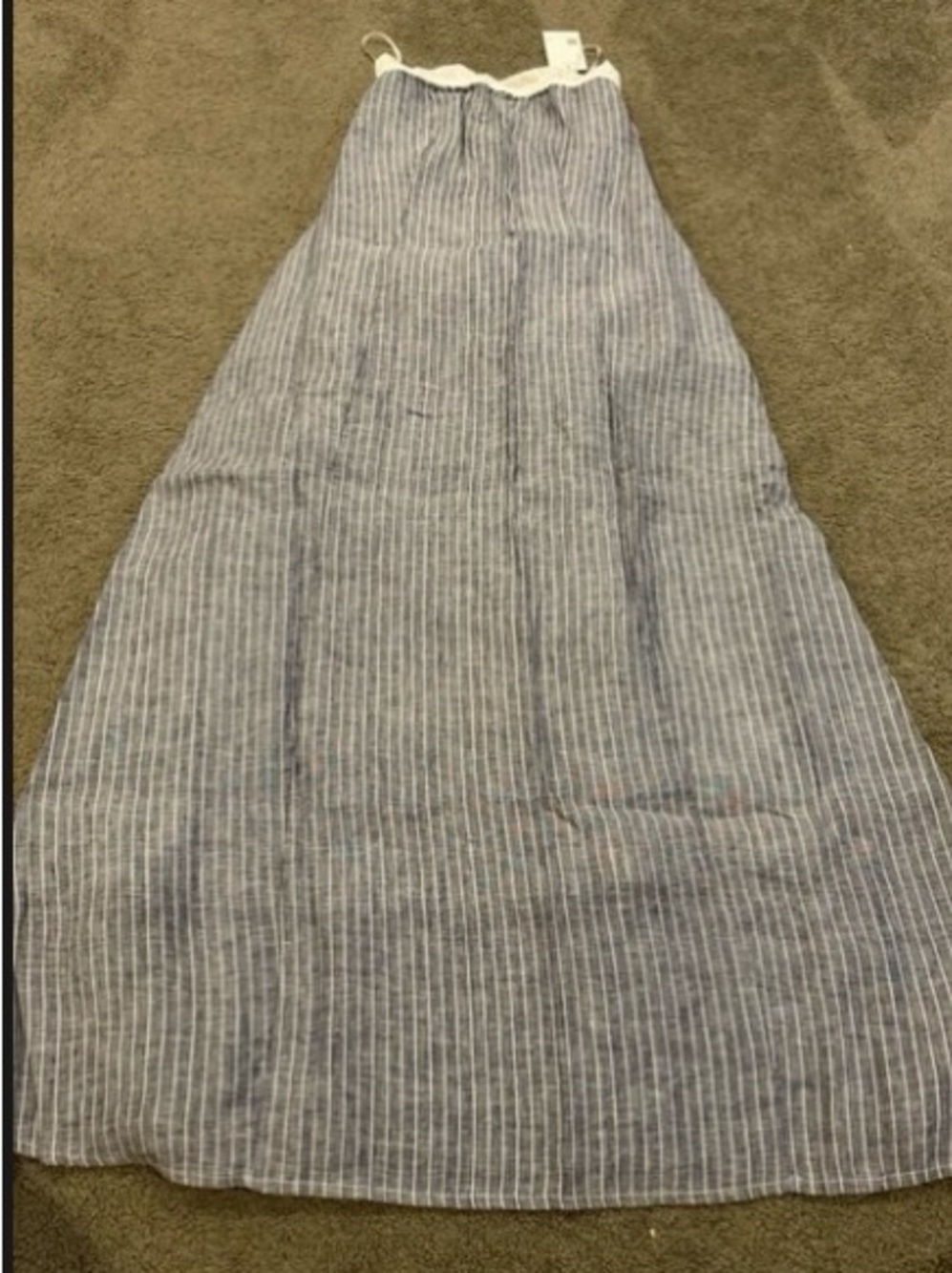 Quince Blue & White Striped Linen Maxi Skirt